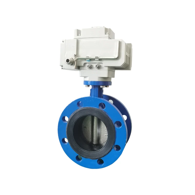 The best quality electric flange butterfly valve made of carbon steel material electric flange center line butterfly valve