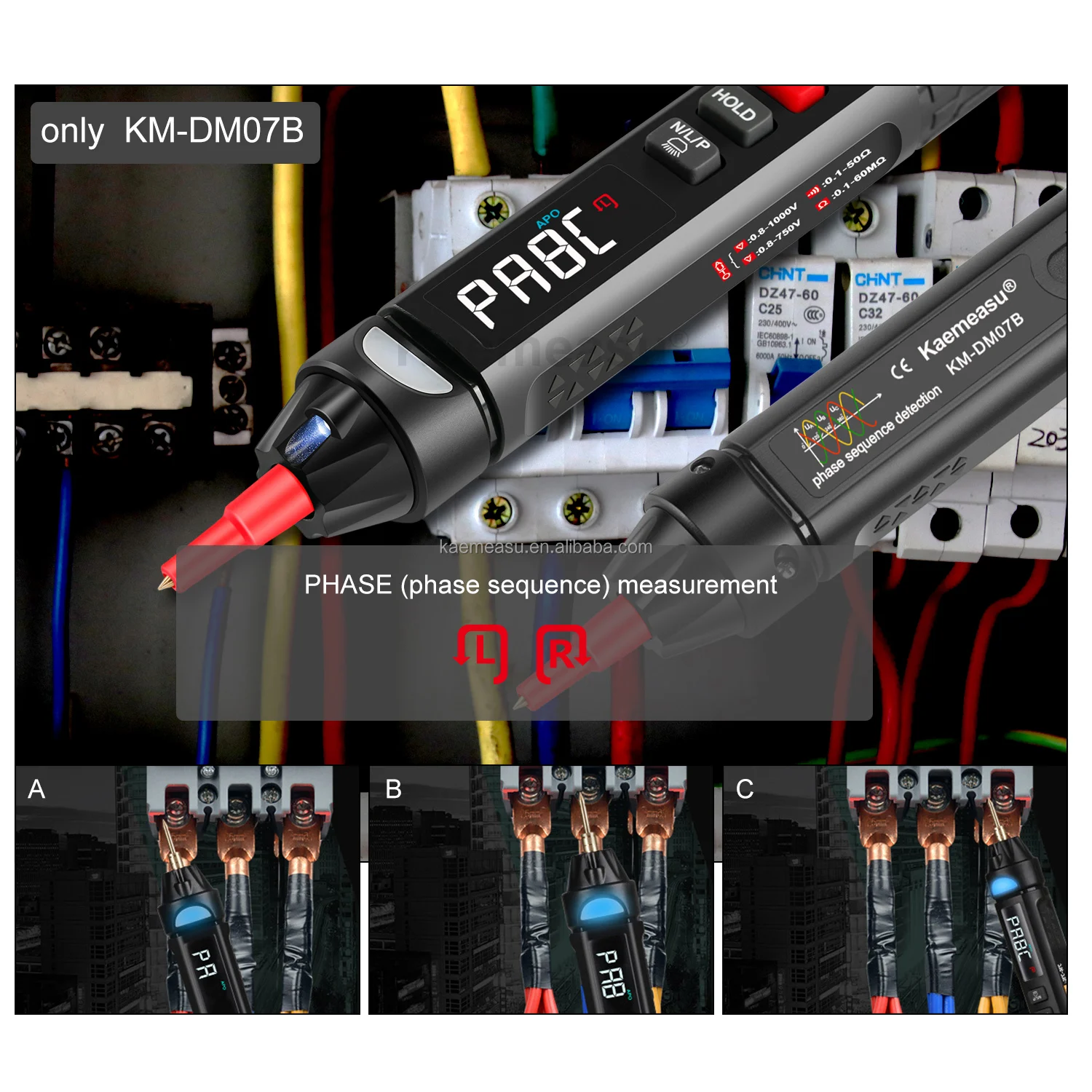  kaemeasu Mini Pen Digitale Multimeter With Live/NCV/Sequence Non Contact Voltage Detection