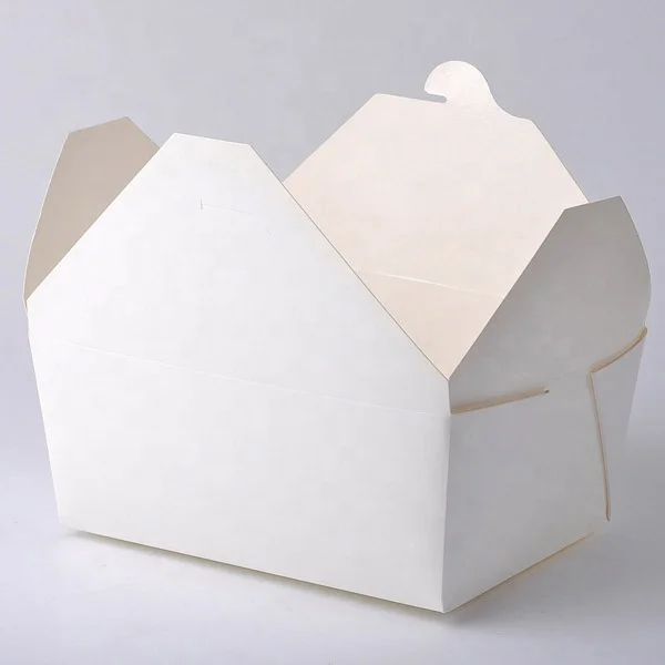Take Out Food Container white Paper Food To Go Box Leak Grease Resistant Disposable Cardboard Lunch Box for Catering