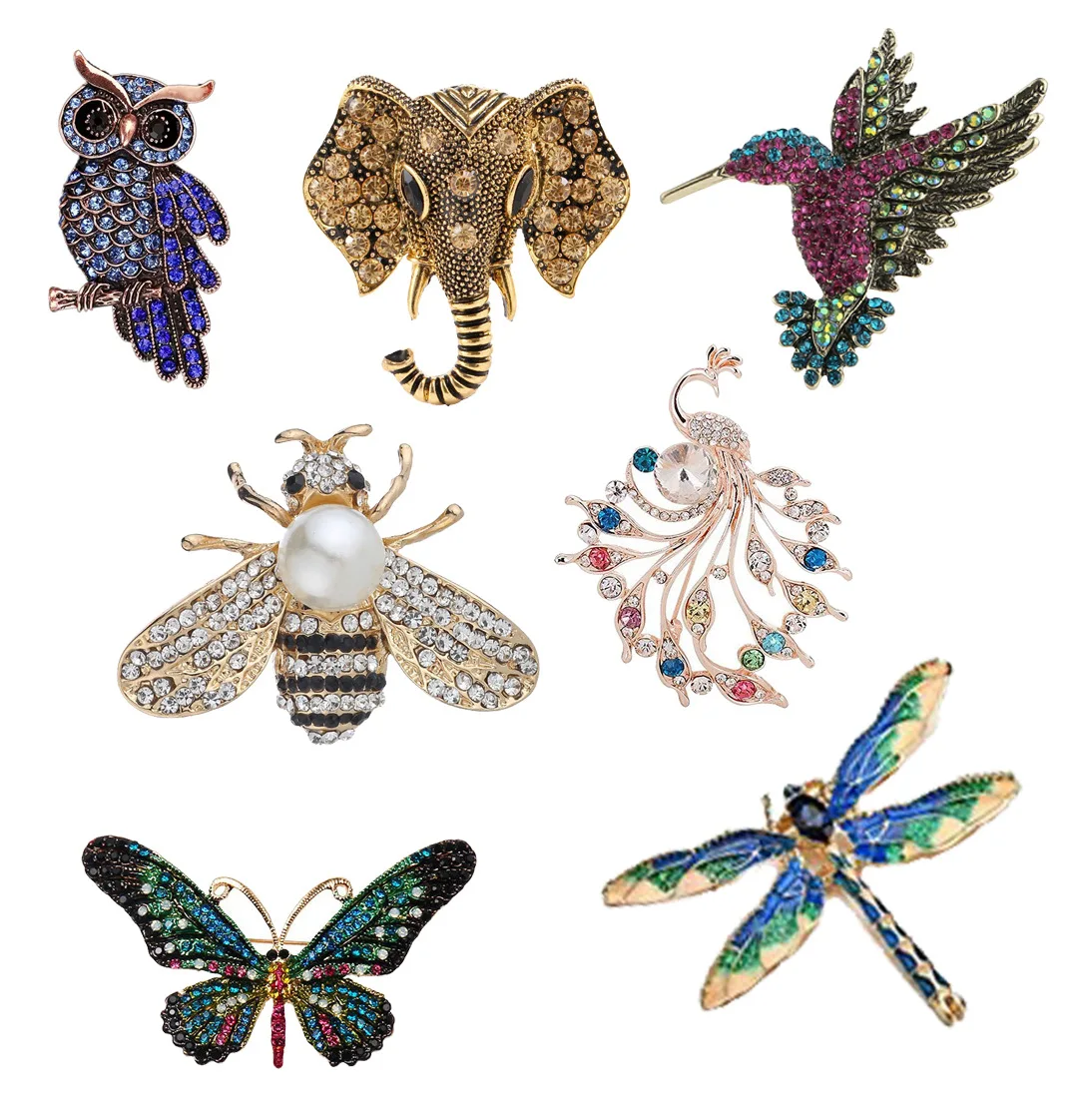 Women Brooch Set Crystal Pin Christmas Gifts Stocking Stuffers Vintage Animal Insect Elegant Flower Pins Brooches Bulk for Women