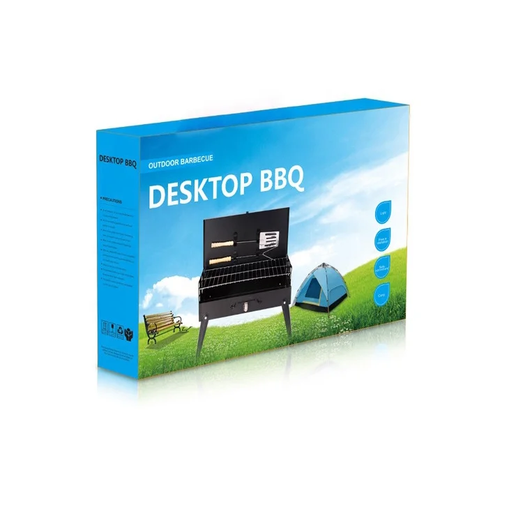 Charcoal BBQ grill set folding portable expandable outdoor camping windproof barbecue grill