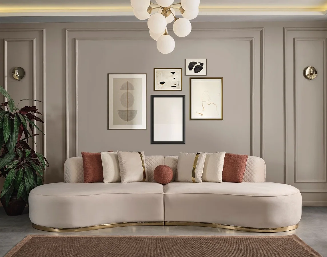 Newest Luxury Golden Stylish Base Decor Lobby Sofa Set Stainless Steel Lounge Chair Velvet Couch For Hotel Home