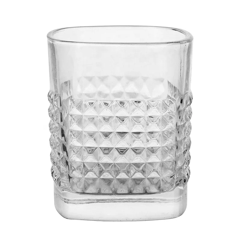 Embossed Plain Weave Mixed Glassware Highball Glasses Rocks Glasses,Clear Premium Drinking Glass Tumbler for Beverage