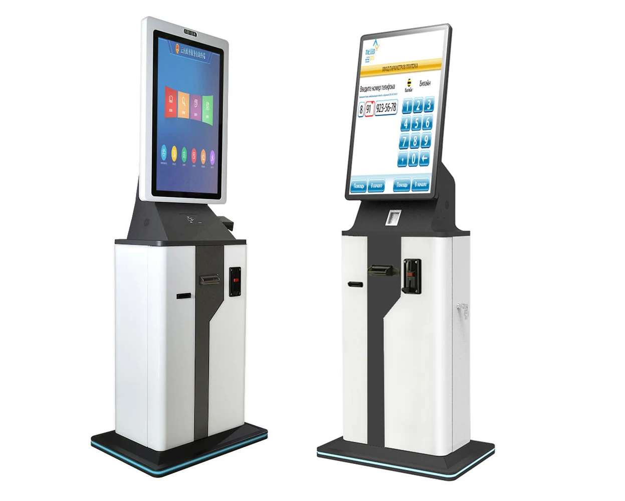 Crtly Vertical floor stand 21.5 23.8 27 inch interactive PCAP touch screen all-in-one self service restaurant payment kiosk