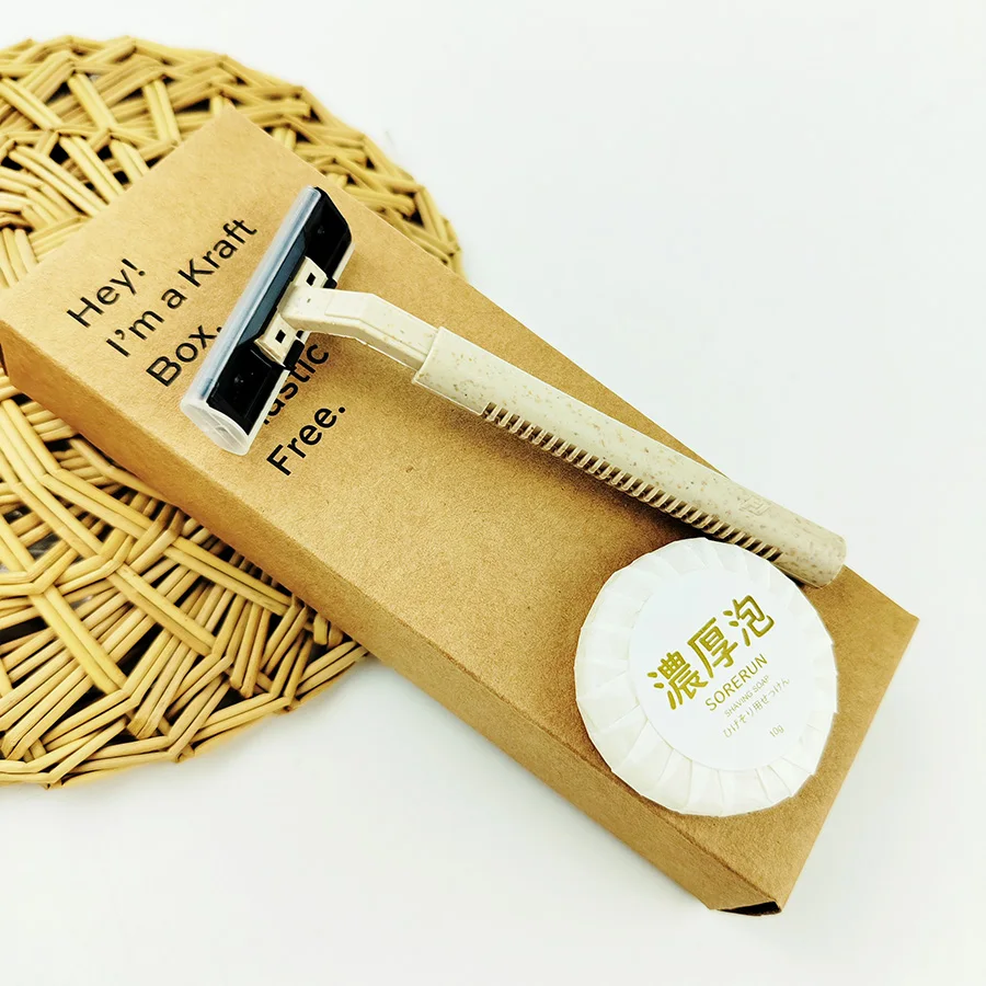 Wholesale Eco-friendly Biodegradable Disposable Shaving Razor with 10g shaving soap