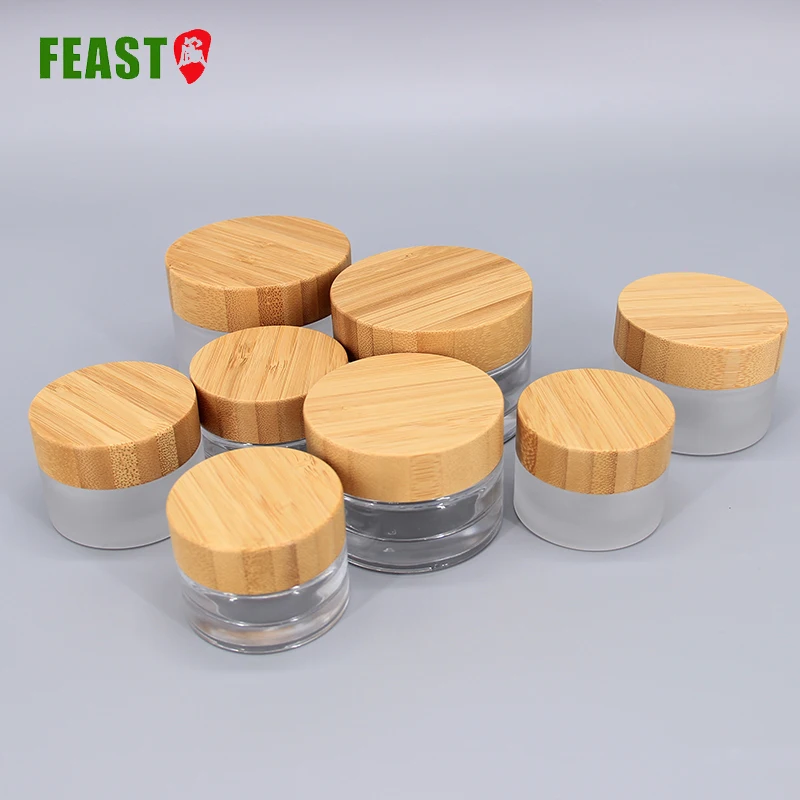 
China Factory Supplier 100 ml Bamboo Cream Jar Empty Cream Glass Jar for Cosmetic 