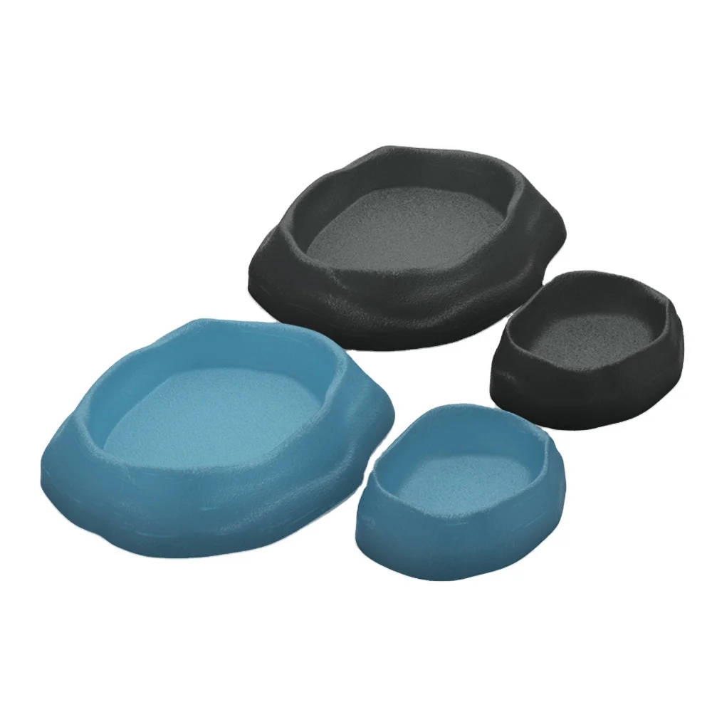 NOMOY PET imitation rock small and large size plastic water food bowl dish for reptiles lizards frogs