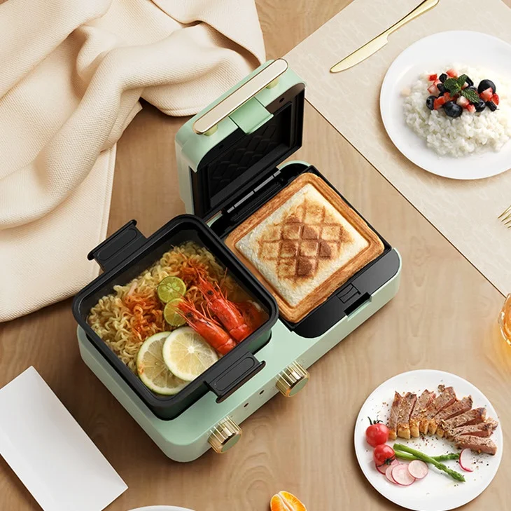 4 in 1 Multifunctional Breakfast Machine Press Grill Sandwich Waffle Maker Frying Pan  Electric Steam Cooker Are Optional