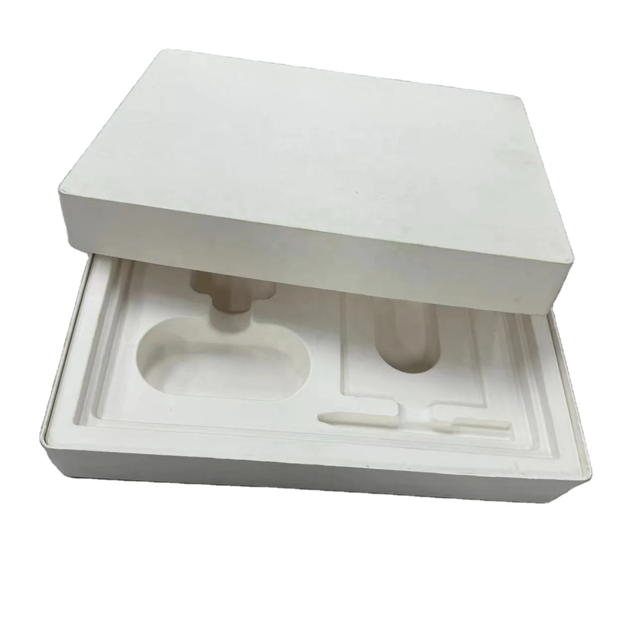 Custom Biodegradable Compostable Recycled Molded Packaging Paper Pulp Tray Box for Refillable deodorant refill pack Paper Mold