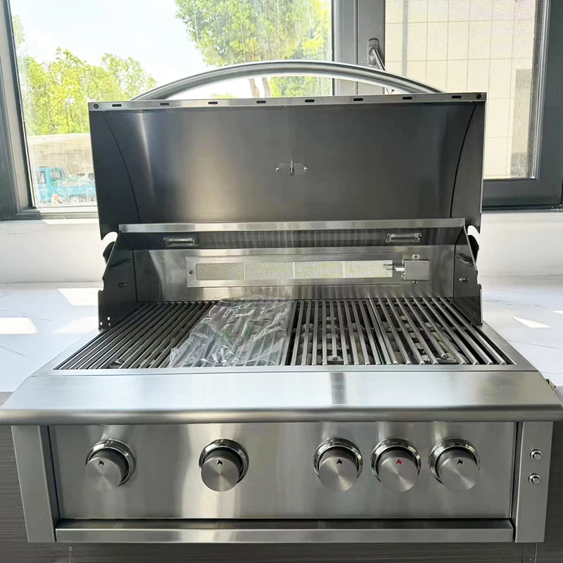 Professional Supplier Butane Gas Smokeless Restaurant 4 Main Burner Grilling Tools Barbecue Built In Gas Grill