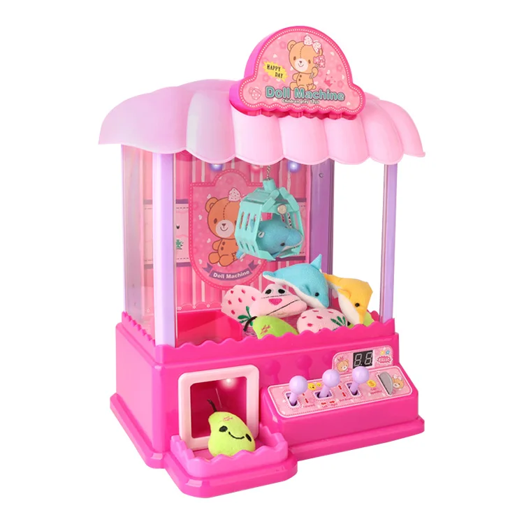 Hot Selling Kids Educational Interactive Mini Claw Crane Game Electric Clip Doll Machine With Light And Sound