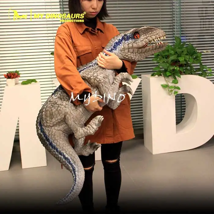 MYDINO DP052 Good Texture Customized Blue Raptor Dino Puppet for Gifts
