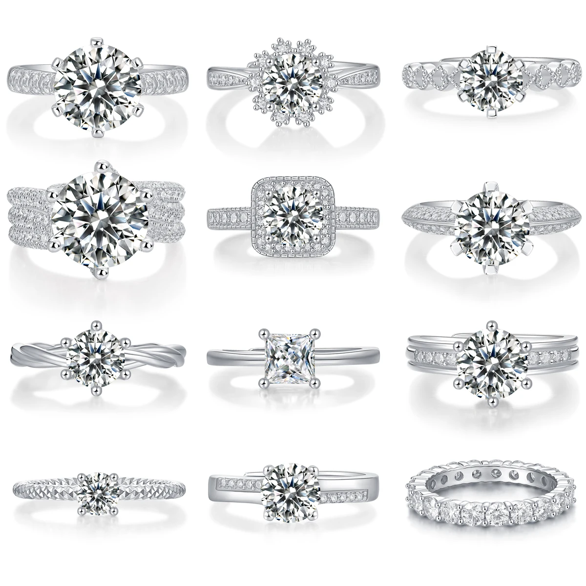 Wholesale Latest Fashion Luxury Jewelry Pure 925 Sterling Silver Women Engagement Wedding Rings Jewelry