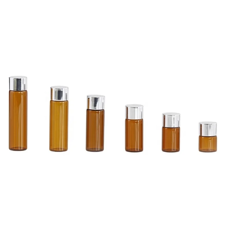 Best Sell Vial Bottle  5 ml 8 ml 10 ml 12 ml 15 ml Amber Empty Glass Bottles With Aluminum Screw Cap
