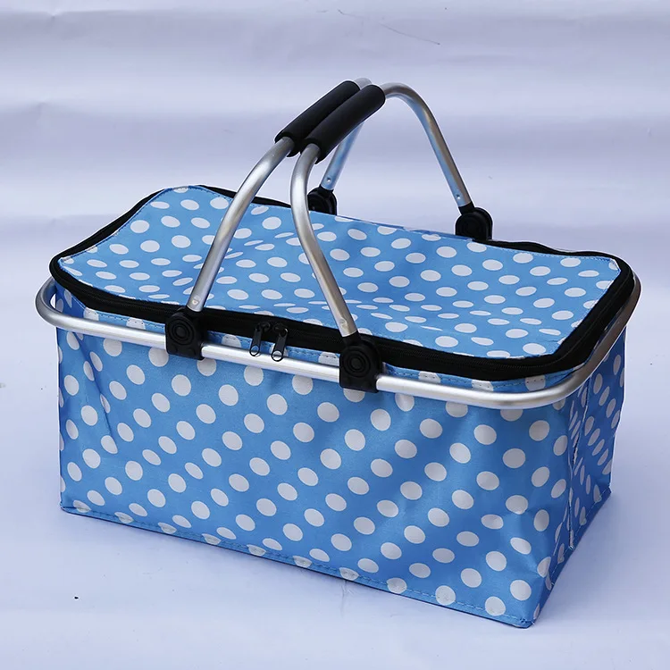 Custom Aluminium Foldable Shopping Basket Small Folding Canvas Insulated Mini Picnic for Sale