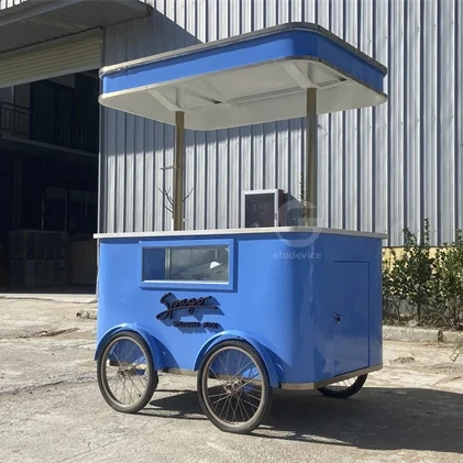 Italian Ice Cream Cart With Freezer For Street Selling