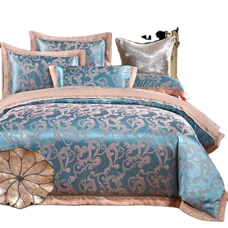 hotel luxury satin fabric cotton jacquard embroidery duvet cover sets with bedsheets bedding sets