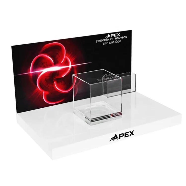 APEX L Shape Cosmetic Display Counter Top Acrylic Display Stand Makeup Perfume Display Holder