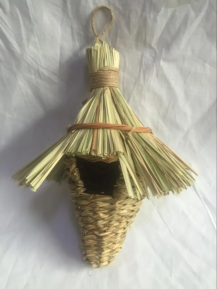 Hanging Birdhouse Hummingbird Nest Fiber Hand-Woven Roosting Pocket
