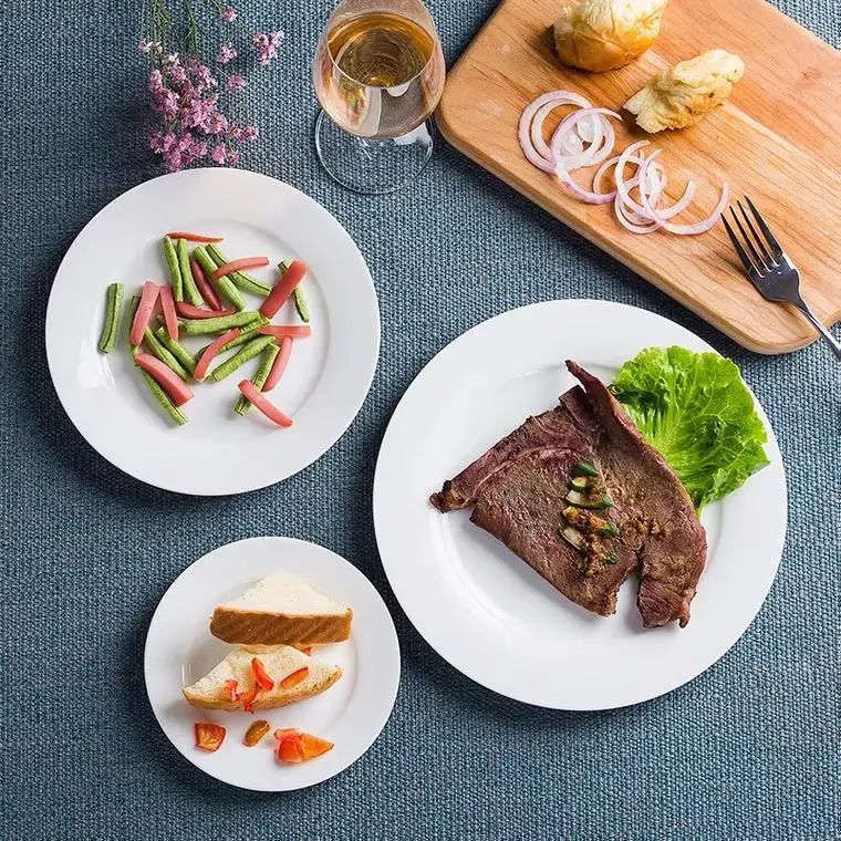 top quality bulk dishes porcelain appetizer white dinner ceramic wedding plates for restaurant