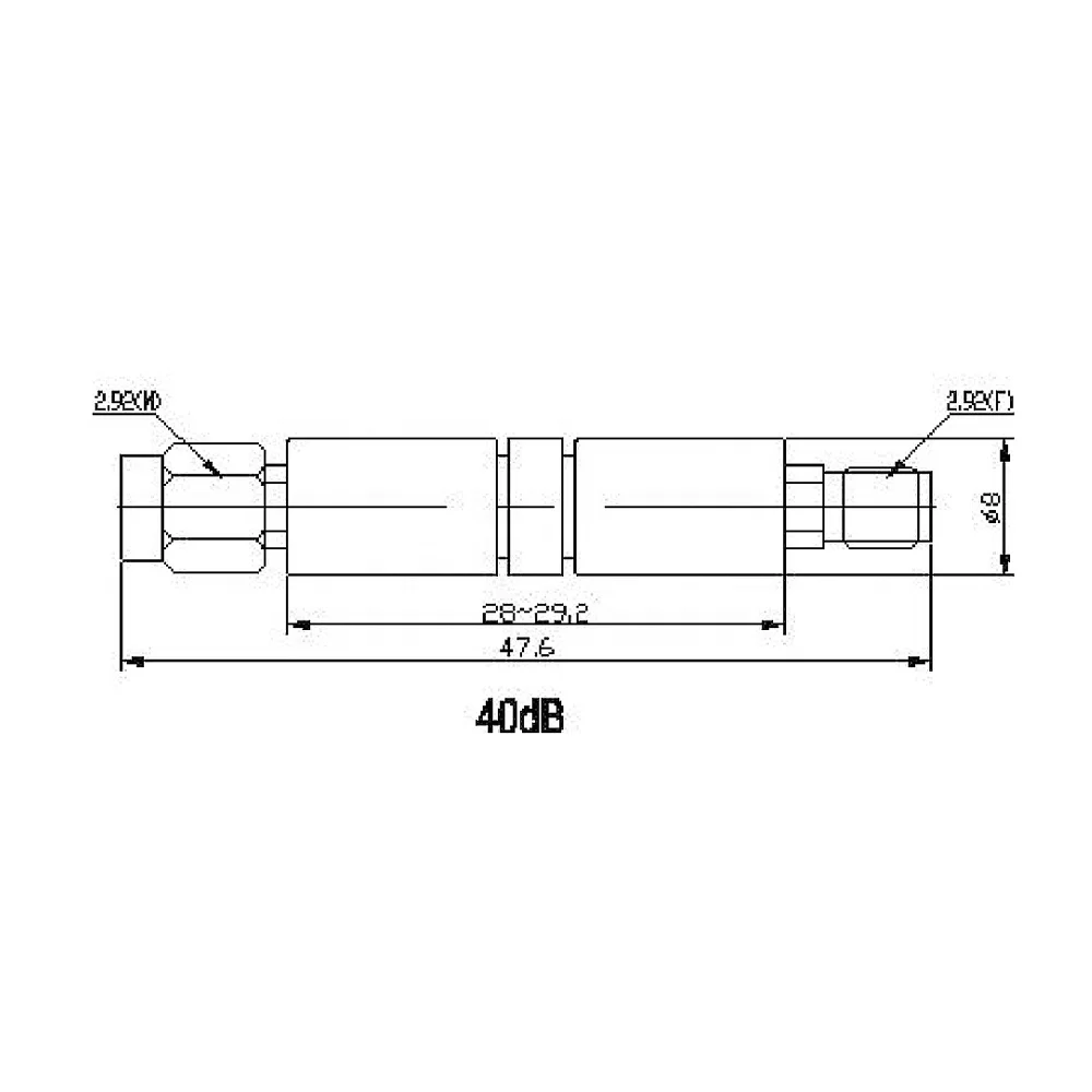 DC-40GHz 2W Coaxial Fixed Attenuators Connector  2.92mm for Communication Systems
