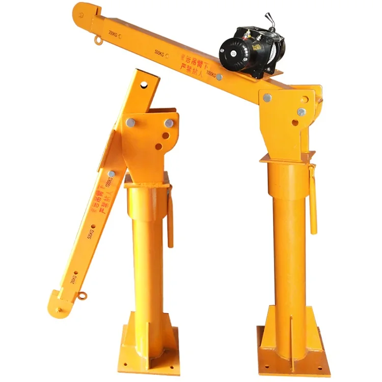 1T mobile truck crane cheap price portable small pickup truck crane with cable electric winch