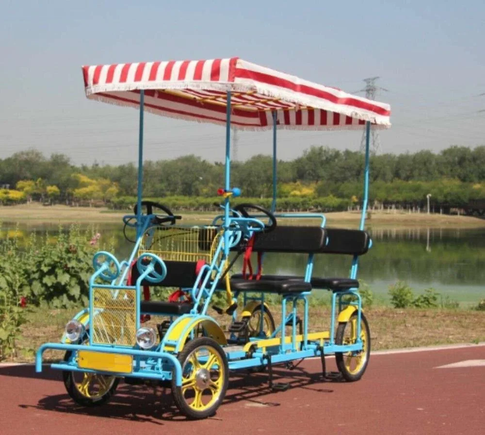 New Style 2 Seater Quadricycle Surrey Bike Tandem Bicycle /Four Wheels Bicycle for Tourism/lover 2 riders bike