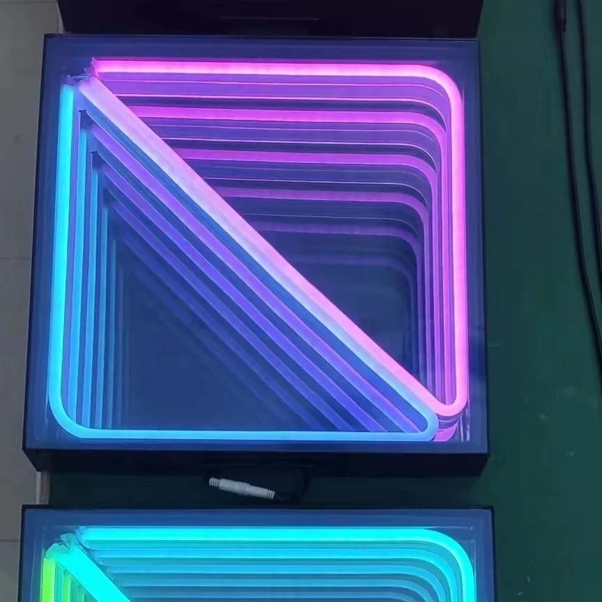 Customized Neon Portable DMX512 50x50cm Screen Led Infinity Mirror Panel 3d Led Dance Floor for Sale