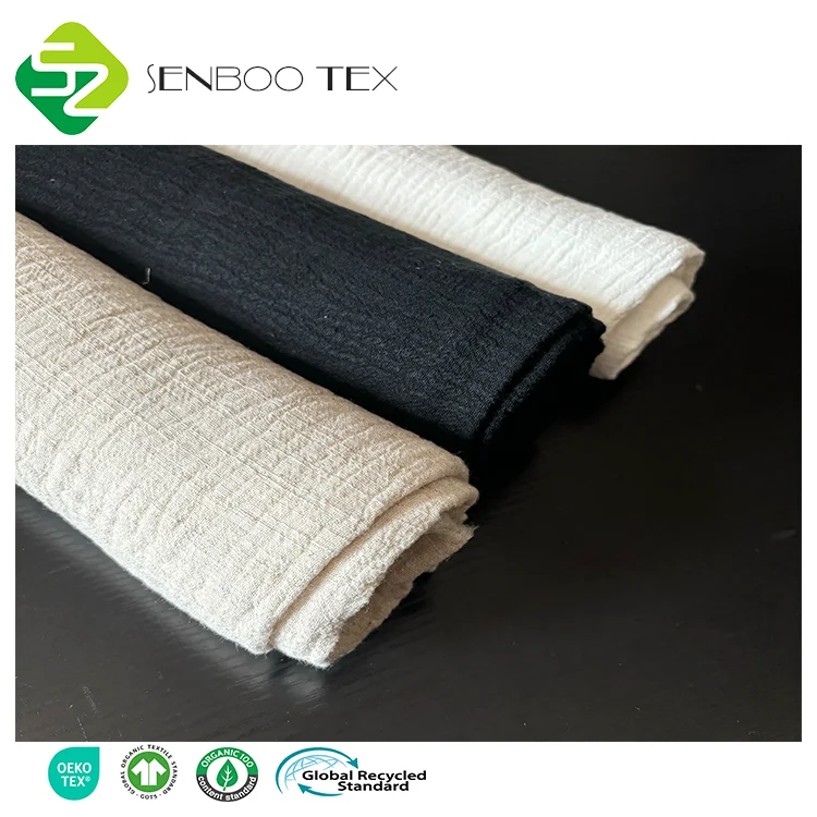 Wholesale Pure Linen and Organic Cotton Fabric Breathable Stone Washed Woven for Girls and Boys Clothing