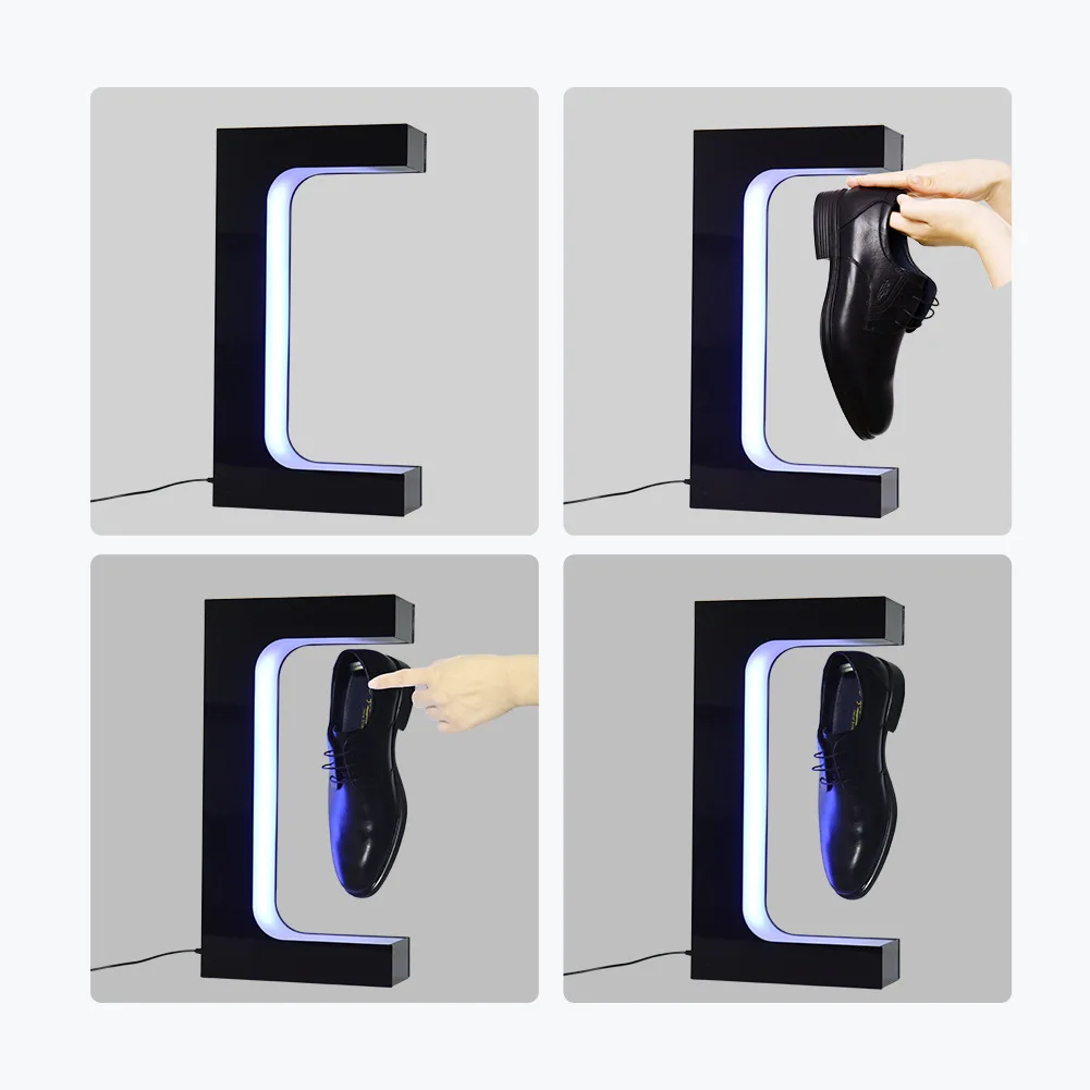 Shoe Rack Storage 360 Rotation Magnetic Floating Shoe Rotating Display Stand Magnetic Levitation Acrylic Shoes Display Racks