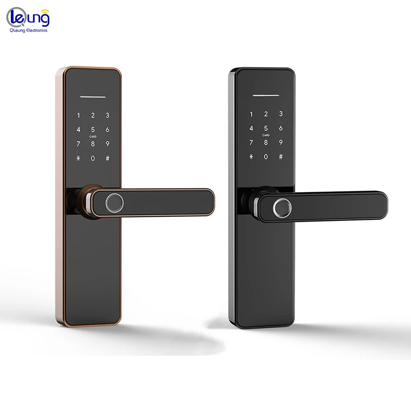 QLEUNG smart door lock S811 tuya wifi ttlock app remote control with fingerprint password card key unlocking wifi smart locks