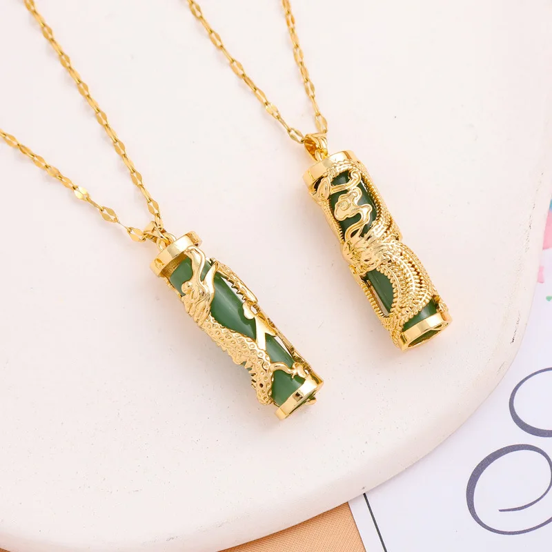 DAIHE Chinese style stainless steel gold-plated pendant necklace