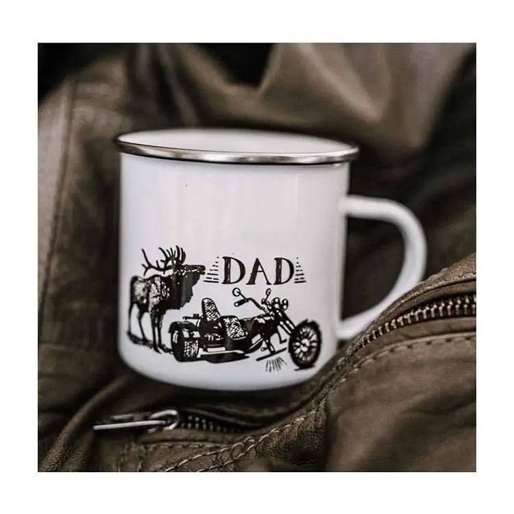 White Ceramic Custom Sublimation Blank Enamel Metal Camping Mug