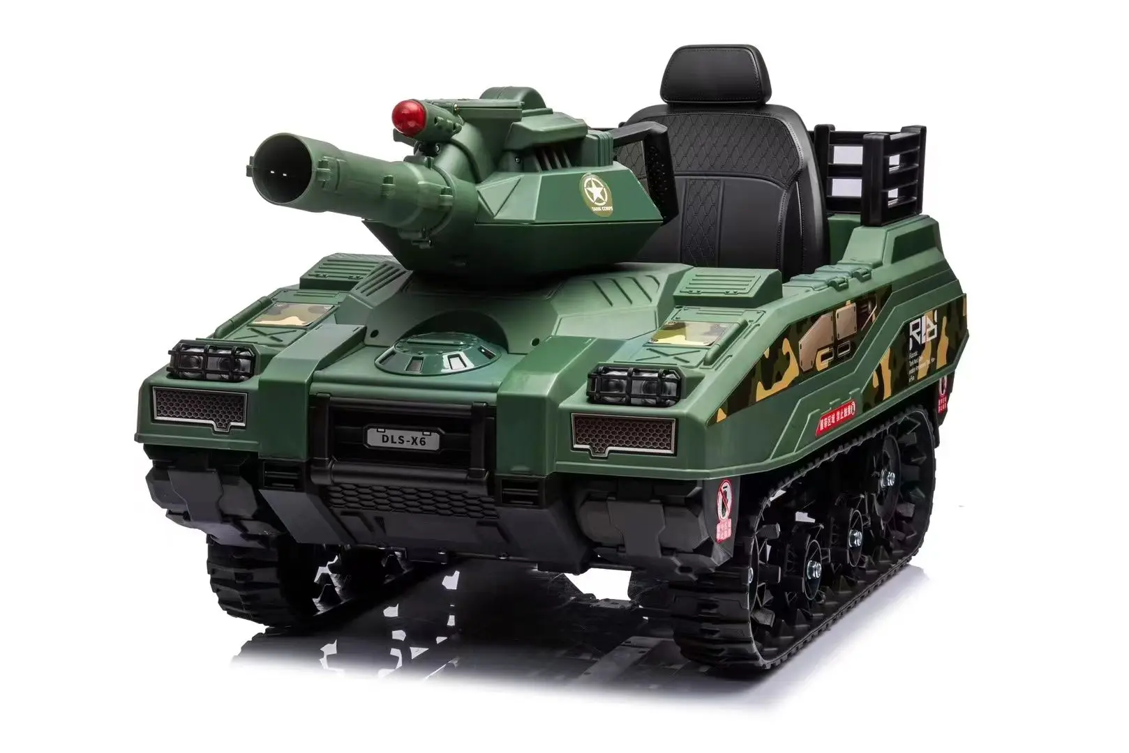 12V Kids Electric Tank Armor Car with Remote Control Simulation Wheel Ride-on Toy Vehicle for Girls Plastic Material