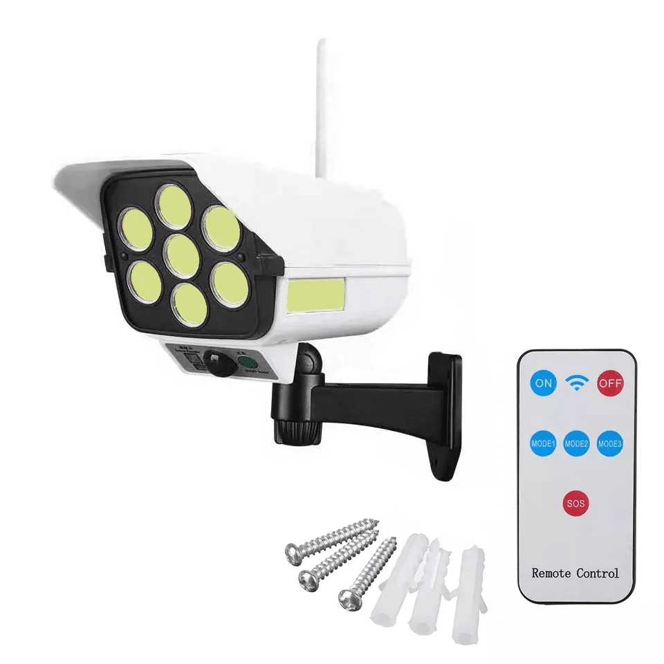 Motion Sensor Security Dummy Camera Wireless Waterproof Outdoor Solar Flood Light Lamp