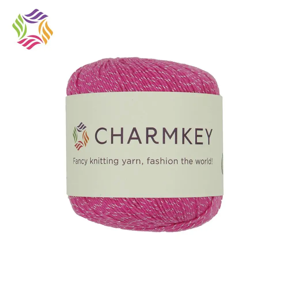 Яркая тонкая хлопчатобумажная пряжа Charmkey из чистого золота с металлическим покрытием вязаный крючком текстиль для одежды ручной