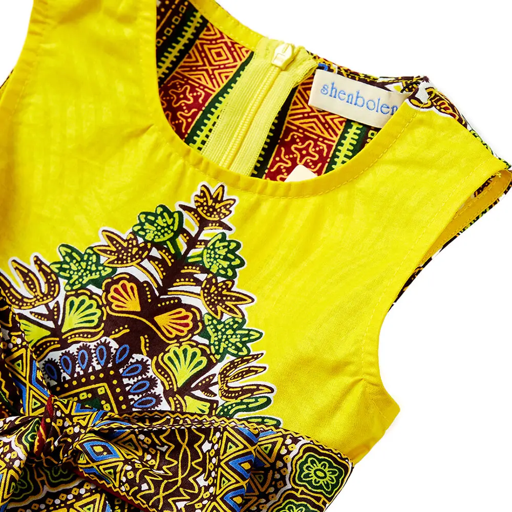 Shenbolen Wax Kid Girls Clothing Manufacturer Summer Dress Sleeveless African Kids Clothing