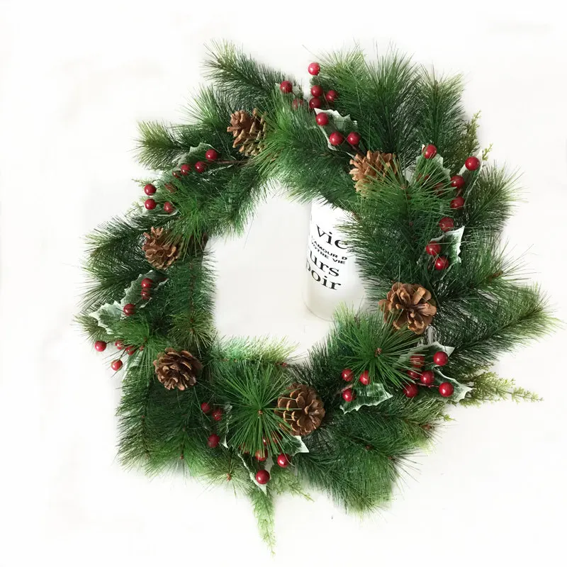 20 'Red and Gold Christmas Wreath for Plastic Mercury Ornaments Pine Cones Faux Berries Premium Pine Branches Cedar Ring