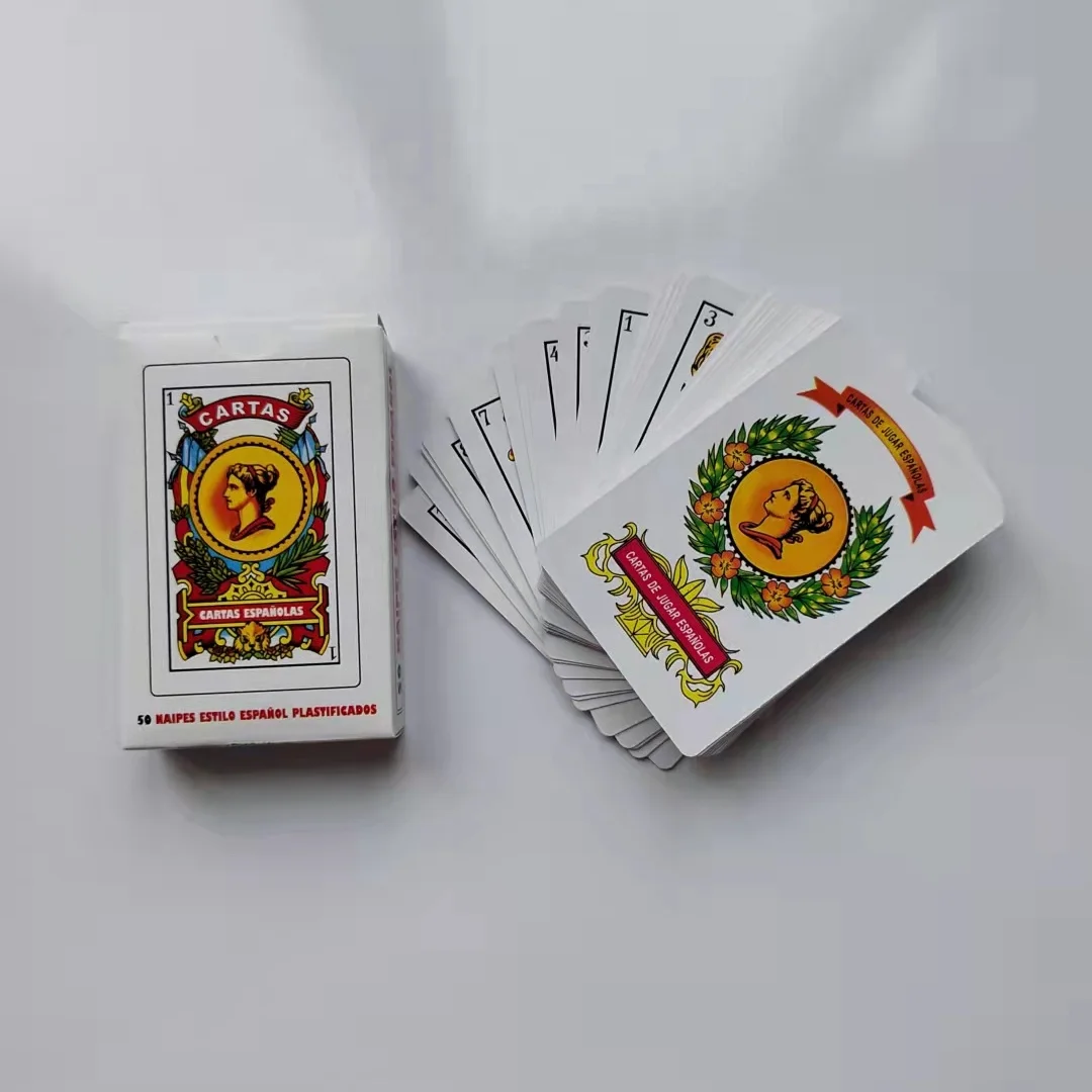 Заводская Прямая поставка 50 шт. испанских игральных карт Внешняя торговля покерные карты картонная упаковка картонная карточка на заказ