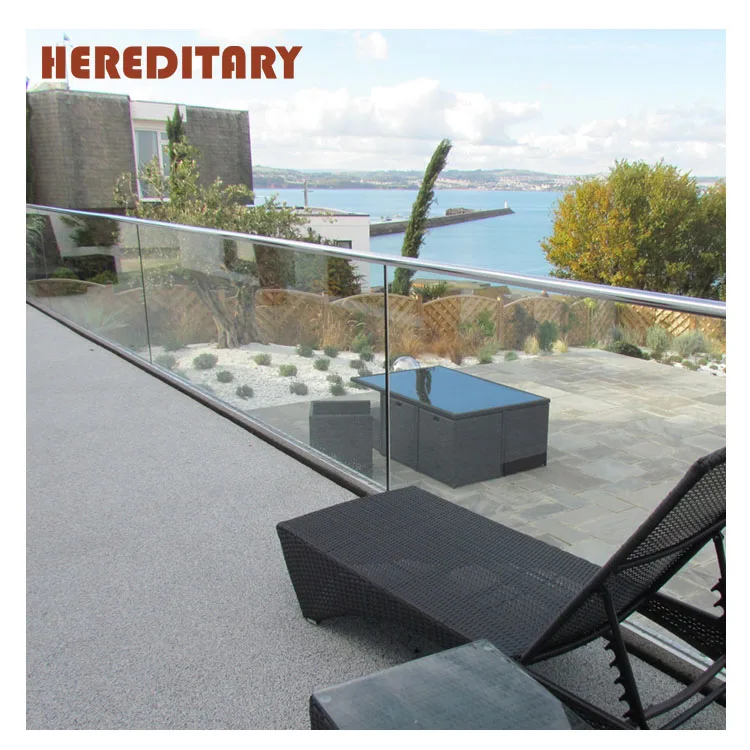 Tempered glass deck railing glass door for balcony frameless glass railing system