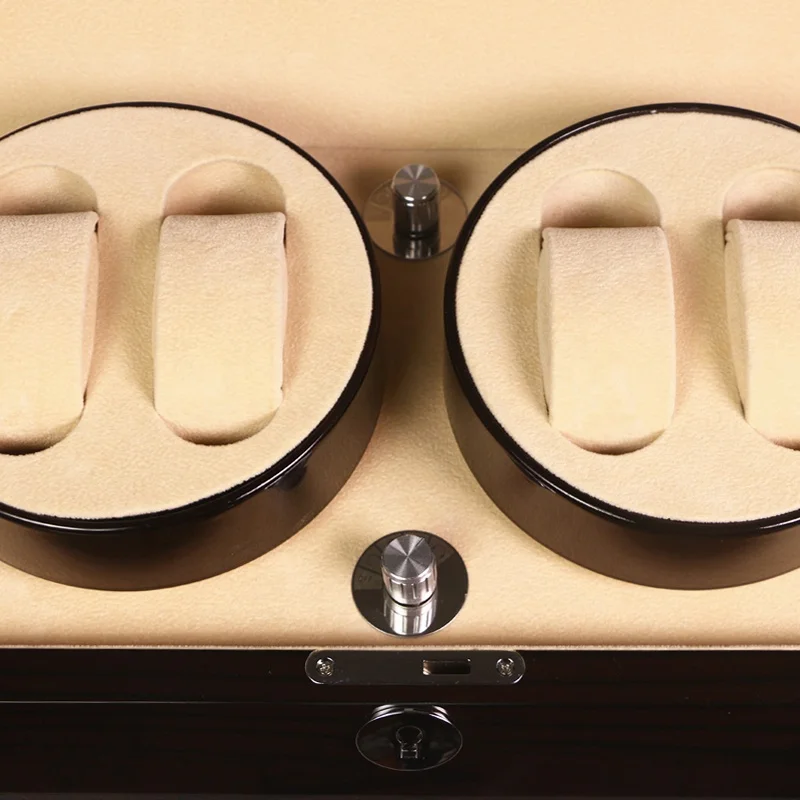 2024 New Design 2 rotos for 4+6 Watches High Gloss Wood Leather  Watch Luxury Wooden Case Carbon Watch Winder Box