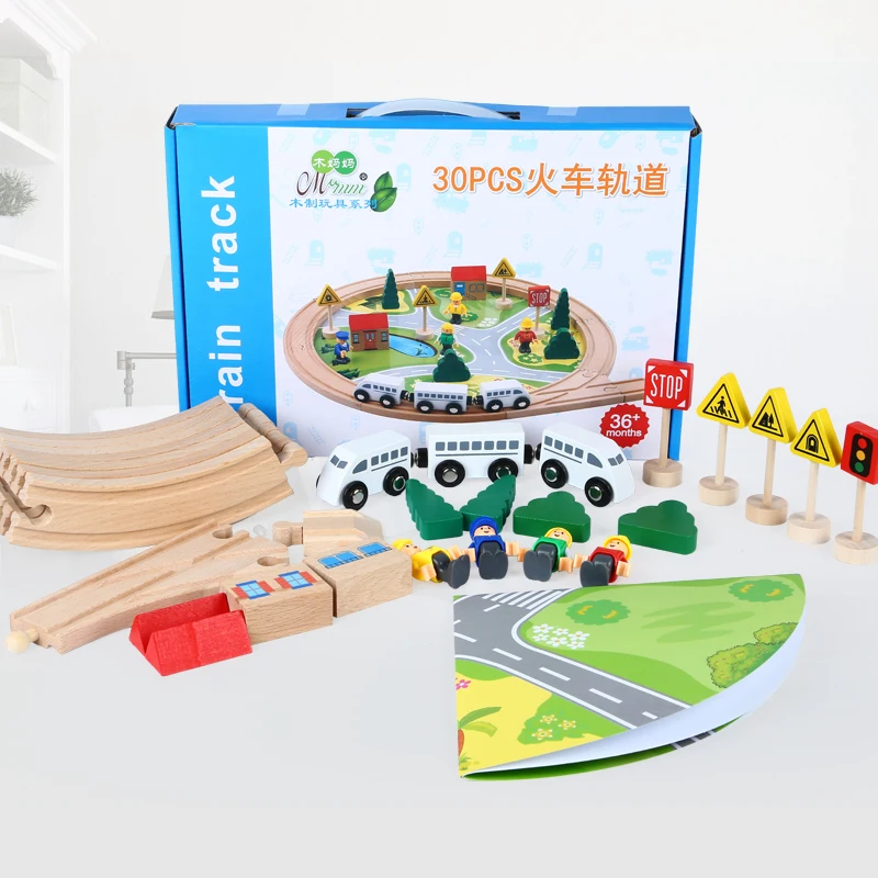 Amazon hot sale 2020 NEW wooden train track set toys wholesale  special offer train set toy of girls boys