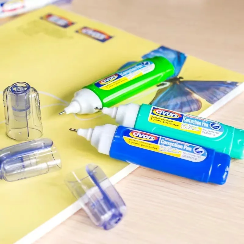 Office Stationery Metal Tip Correction Fluid Pen for School Student