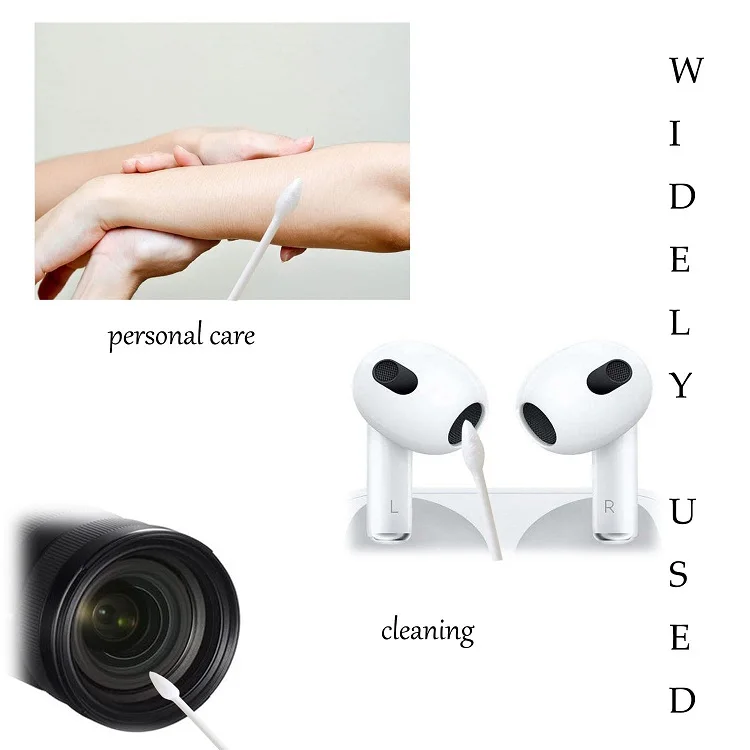 Precision Tips, Double Pointed Cotton Swabs with bamboo wooden Sticks for Makeup & Cleaning