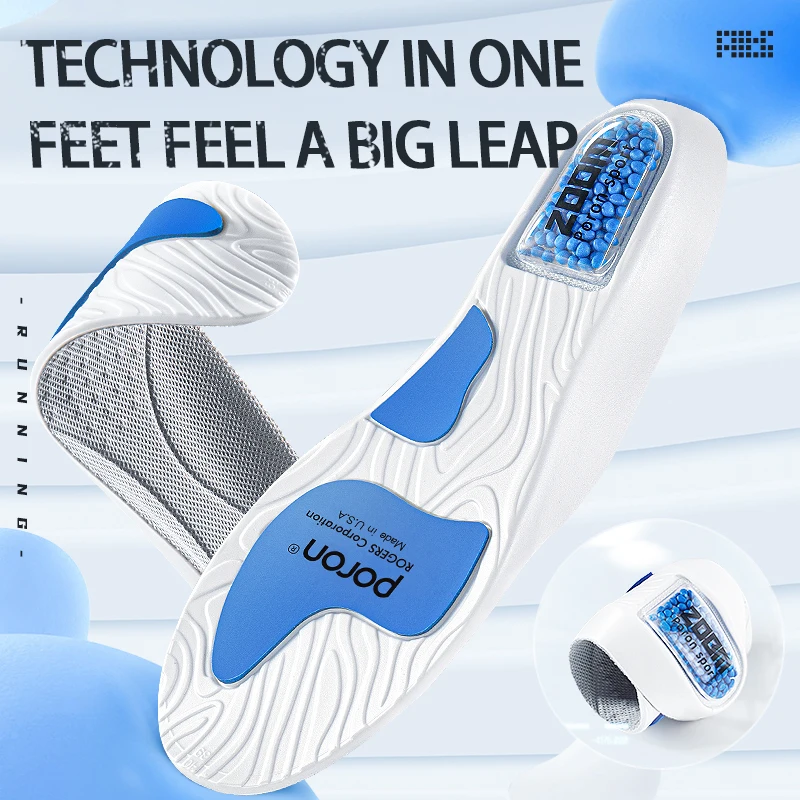 Wholesale full palm non slip insolation zoom air cushion PORON dual rebound damping sports insoles U cup heel MOQ 1 PAIR