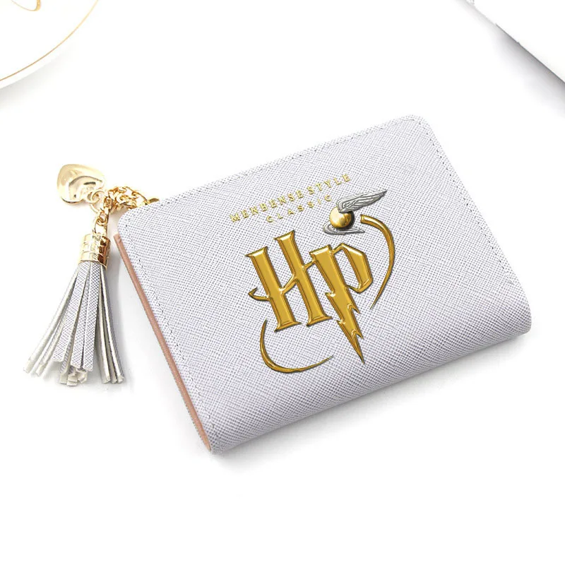 Anime peripheral Harry zipper wallet Fringe wallet Folding pu short card bag coin purse