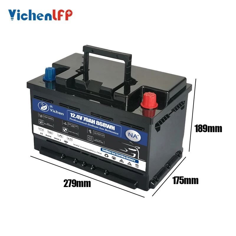New Design Car Starting Sodium Ion Battery 12.4V 70Ah with Grade A SIB Cells in DIN H6