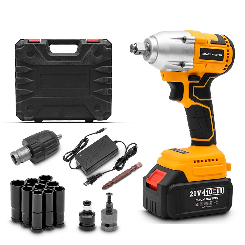 
21V Electric Brushless Impact Wrench Cordless 1/2 Socket Spanner Rechargeable Power Tools Impact electric wrench 