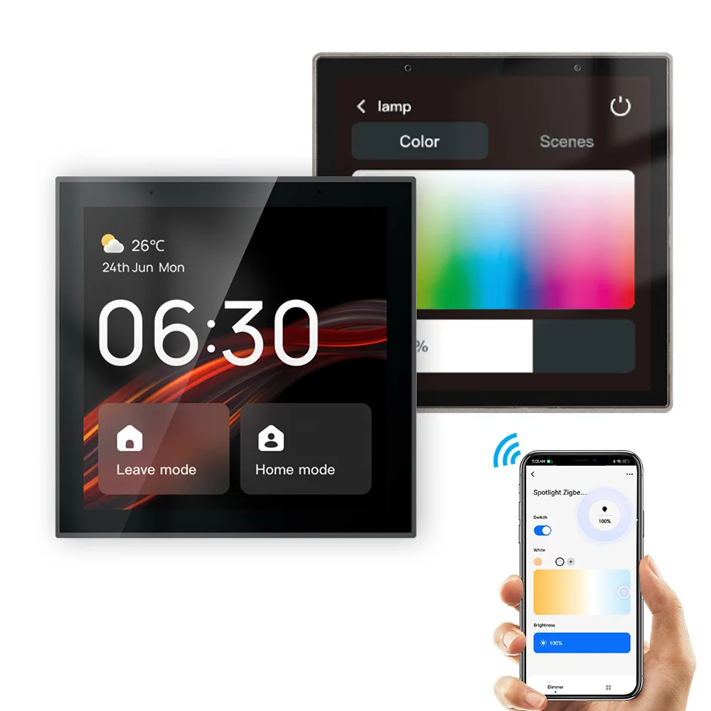 Tuya alarm system kit home use 4 inch full screen control panel zigbee gateway linux version