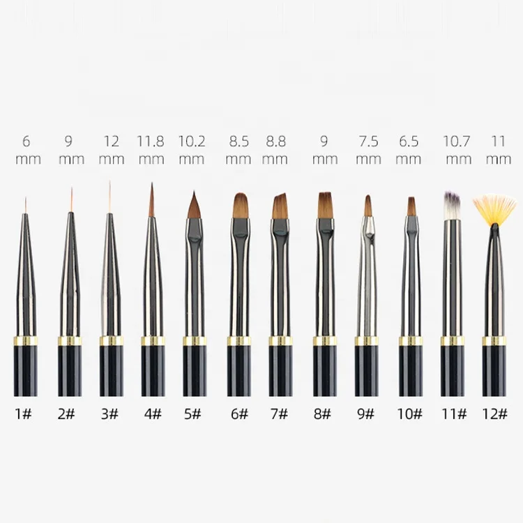 High quality detail painting kit nail art design handle brush set new nail polish brush art brush for  Professional Salon